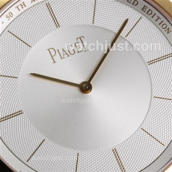 Piaget Altiplano Swiss ETA Movement Gold Case Stick Markers with White Dial-Leather Strap