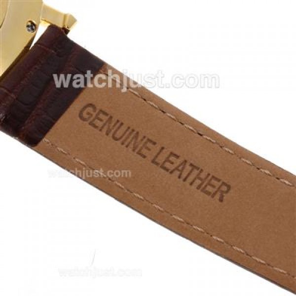 Piaget Altiplano Swiss ETA Movement Gold Case Stick Markers with White Dial-Leather Strap