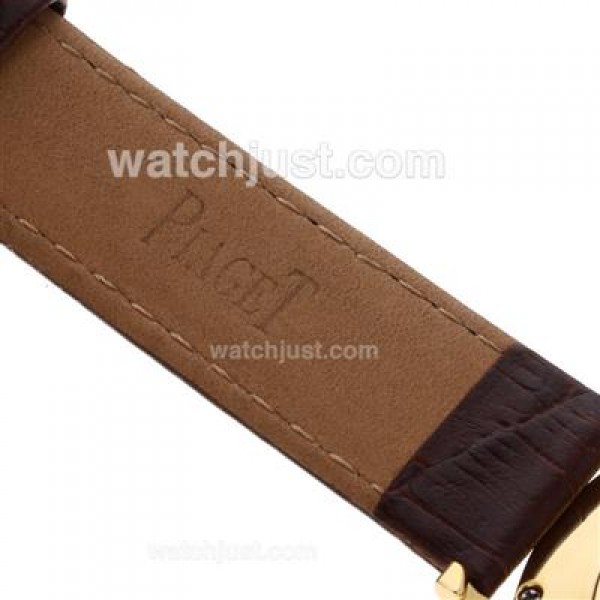 Piaget Altiplano Swiss ETA Movement Gold Case Stick Markers with White Dial-Leather Strap