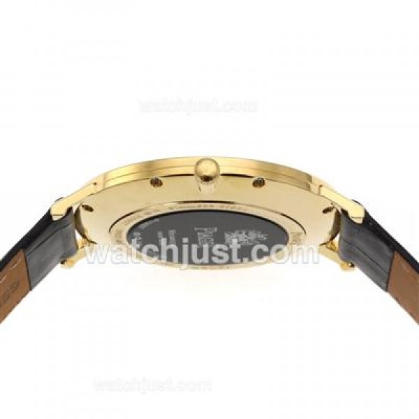 Piaget Altiplano Swiss ETA Movement Gold Case Stick Markers with Black Dial-Leather Strap
