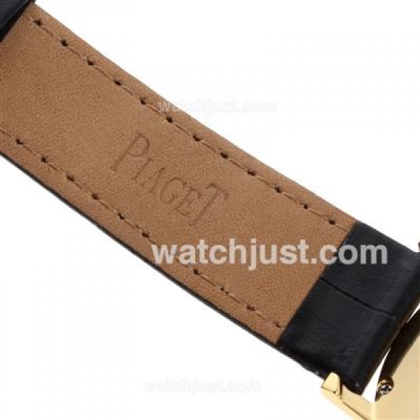 Piaget Altiplano Swiss ETA Movement Gold Case Stick Markers with Black Dial-Leather Strap