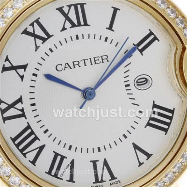 Cartier Ballon bleu de Cartier Full Gold Diamond Bezel with White Dial