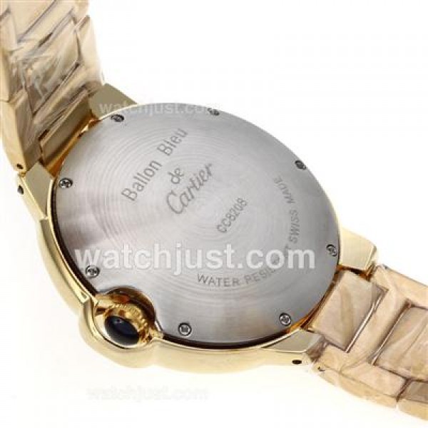 Cartier Ballon bleu de Cartier Full Gold Diamond Bezel with White Dial
