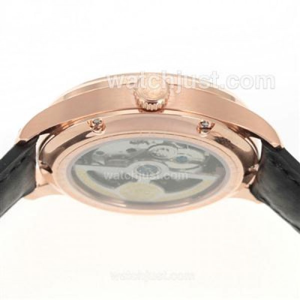 IWC Portuguese Working Power Reserve Automatic Rose Gold Case with Black Dial-Leather Strap