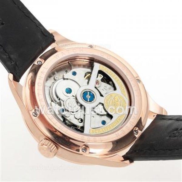 IWC Portuguese Working Power Reserve Automatic Rose Gold Case with Black Dial-Leather Strap