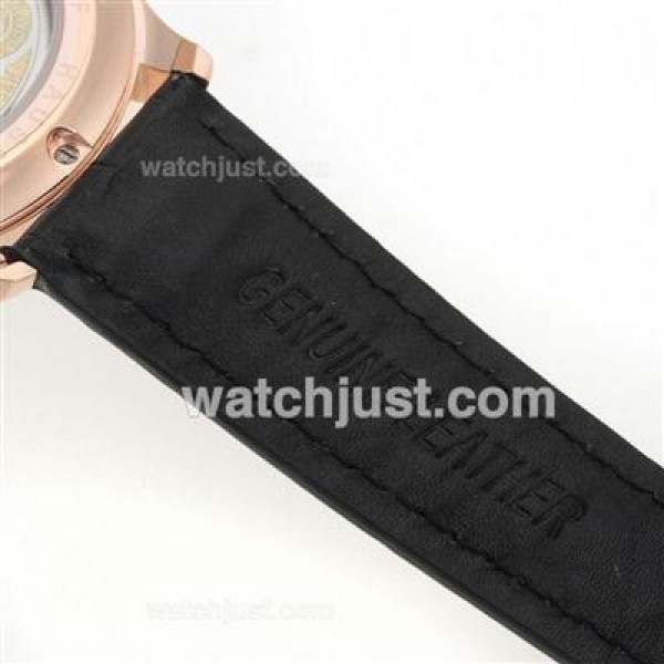 IWC Portuguese Working Power Reserve Automatic Rose Gold Case with Black Dial-Leather Strap