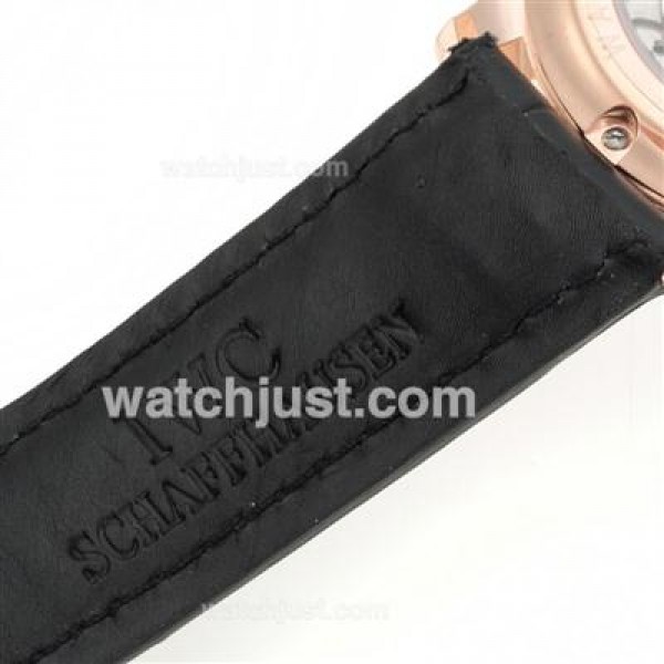IWC Portuguese Working Power Reserve Automatic Rose Gold Case with Black Dial-Leather Strap