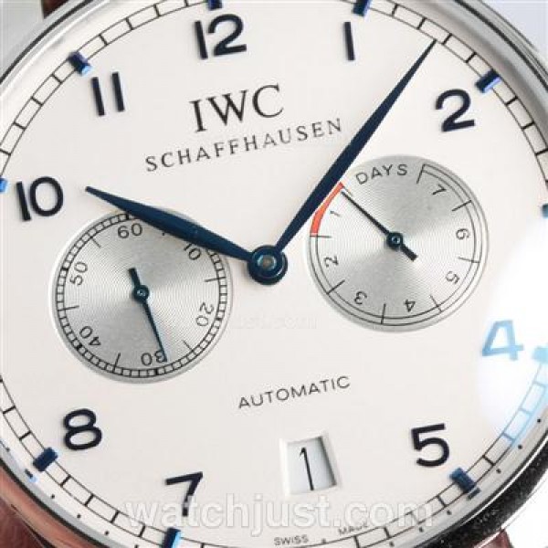 IWC Portuguese Working Power Reserve Automatic with White Dial-Leather Strap