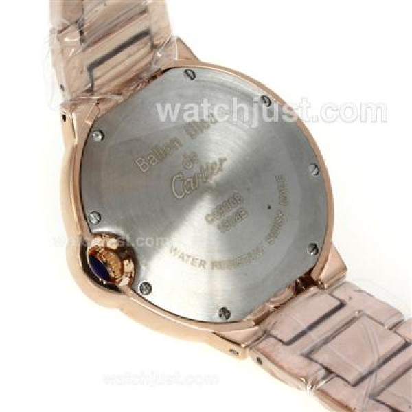 Cartier Ballon bleu de Cartier Full Rose Gold Case Diamond Bezel with White Dial