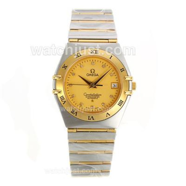 Omega Constellation Automatic Two Tone Diamond Markers with Golden Dial-18K Plated Gold Movement
