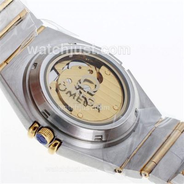 Omega Constellation Automatic Two Tone Diamond Bezel and Markers with Golden Dial-18K Plated Gold Movement