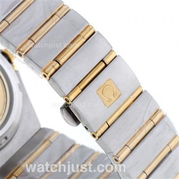 Omega Constellation Automatic Two Tone Diamond Bezel and Markers with Golden Dial-18K Plated Gold Movement