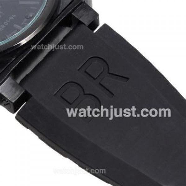 Bell & Ross BR01-94 Working Chronograph PVD Case with Black Dial-Rubber Strap