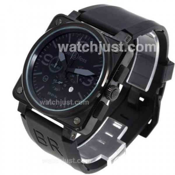 Bell & Ross BR01-94 Working Chronograph PVD Case with Black Dial-Rubber Strap