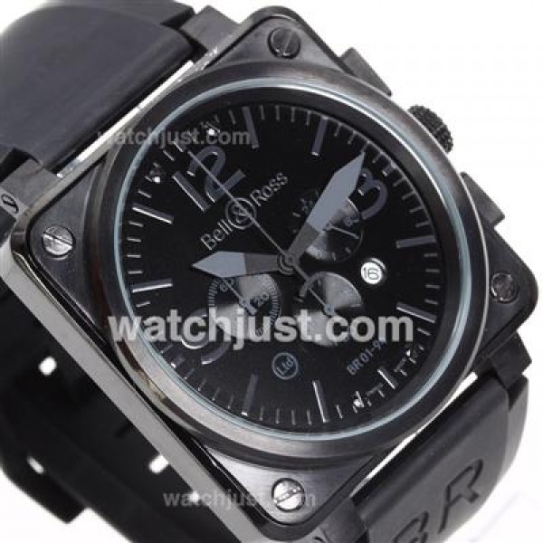 Bell & Ross BR01-94 Working Chronograph PVD Case with Black Dial-Rubber Strap