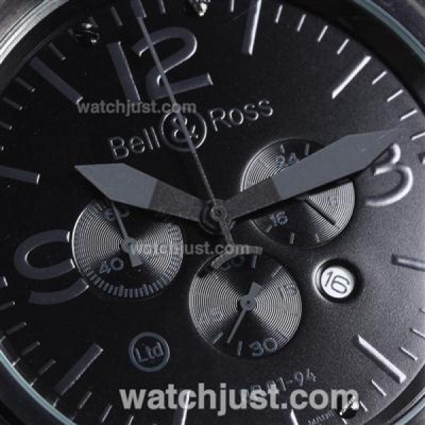 Bell & Ross BR01-94 Working Chronograph PVD Case with Black Dial-Rubber Strap