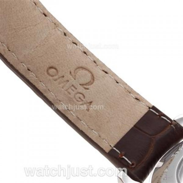 Omega Seamaster Automatic Rose Gold Markers with White Dial-Leather Strap