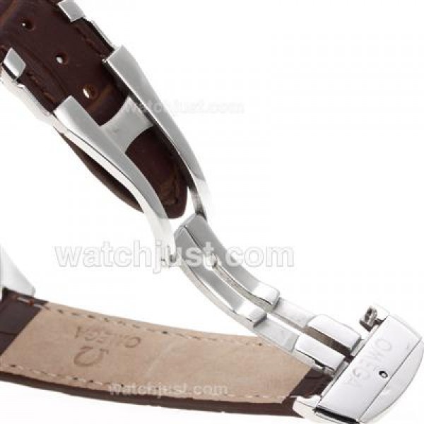 Omega Seamaster Automatic Rose Gold Markers with White Dial-Leather Strap
