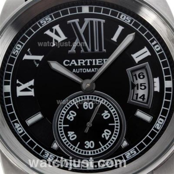 Cartier Calibre de Cartier Automatic with Black Dial-Leather Strap