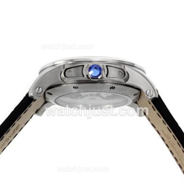 Cartier Calibre de Cartier Automatic with Black Dial-Leather Strap