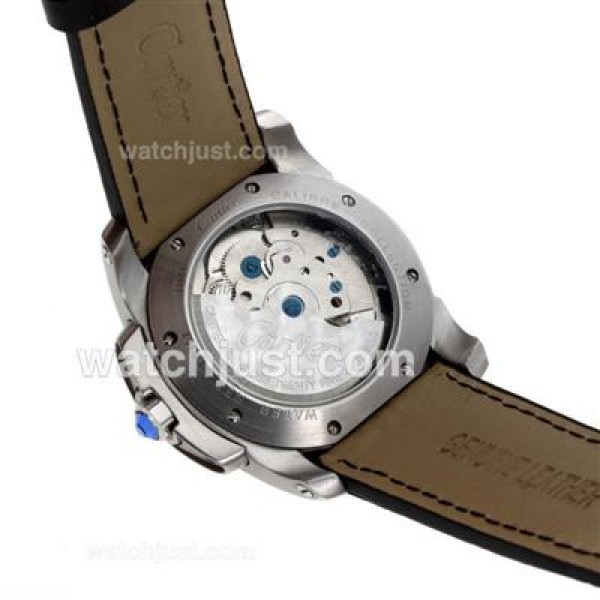 Cartier Calibre de Cartier Automatic with Black Dial-Leather Strap