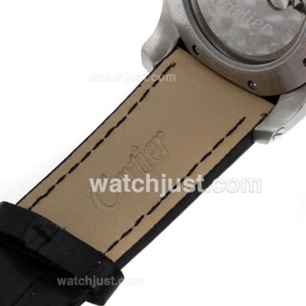 Cartier Calibre de Cartier Automatic with Black Dial-Leather Strap