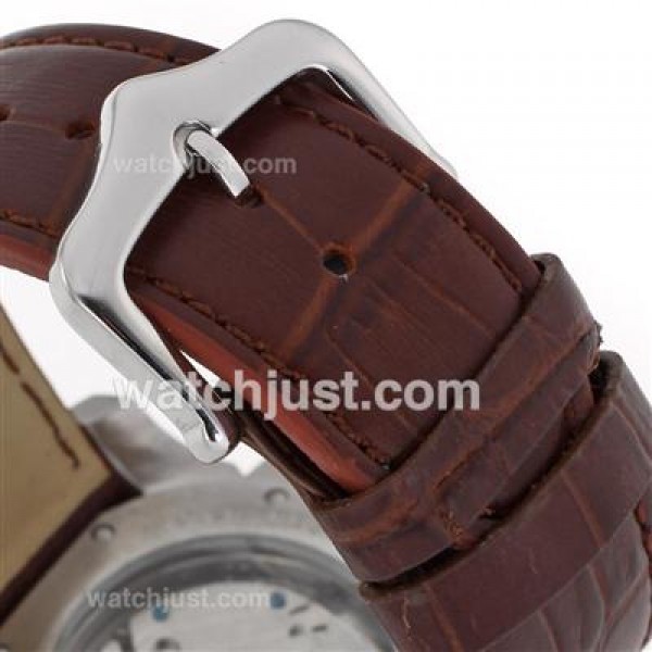 Cartier Calibre de Cartier Automatic Two Tone Case with White Dial-Leather Strap
