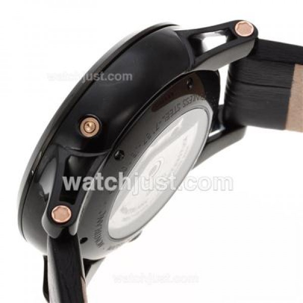 Montblanc Time Walker Chronograph Swiss Valjoux 7750 Movement PVD Case Rose Gold Markers with Black Dial-Leather Strap