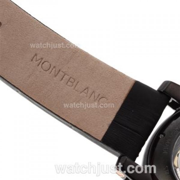 Montblanc Time Walker Chronograph Swiss Valjoux 7750 Movement PVD Case Rose Gold Markers with Black Dial-Leather Strap