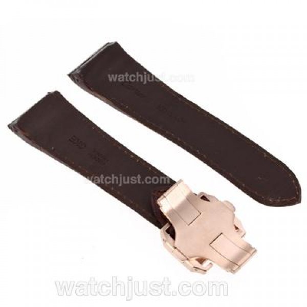 Cartier Brown Leather Strap with Rose Gold Deployment Buckle for Santos Version