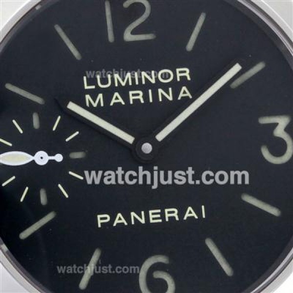 Panerai Luminor Marina Swiss Unitas 6497 Movement Swan Neck with Black Dial-Leather Strap