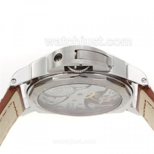 Panerai Luminor Marina Swiss Unitas 6497 Movement Swan Neck with Black Dial-Leather Strap