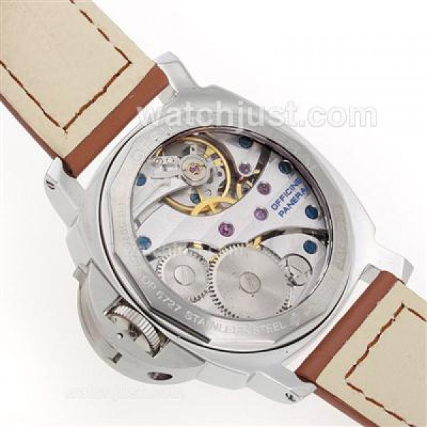 Panerai Luminor Marina Swiss Unitas 6497 Movement Swan Neck with Black Dial-Leather Strap