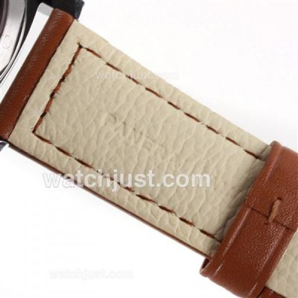 Panerai Luminor Marina Swiss Unitas 6497 Movement Swan Neck with Black Dial-Leather Strap