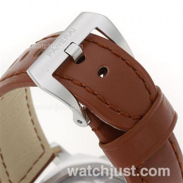 Panerai Luminor Marina Swiss Unitas 6497 Movement Swan Neck with Black Dial-Leather Strap