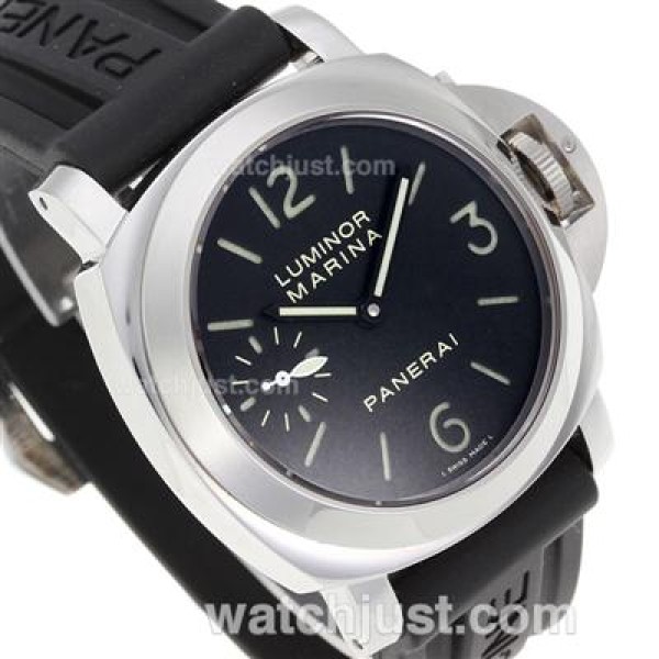 Panerai Luminor Marina Swiss Unitas 6497 Movement Swan Neck with Black Dial-Rubber Strap