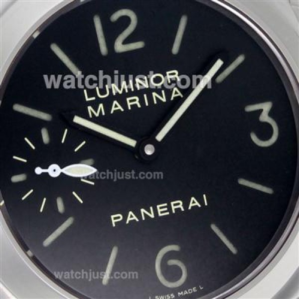 Panerai Luminor Marina Swiss Unitas 6497 Movement Swan Neck with Black Dial-Rubber Strap