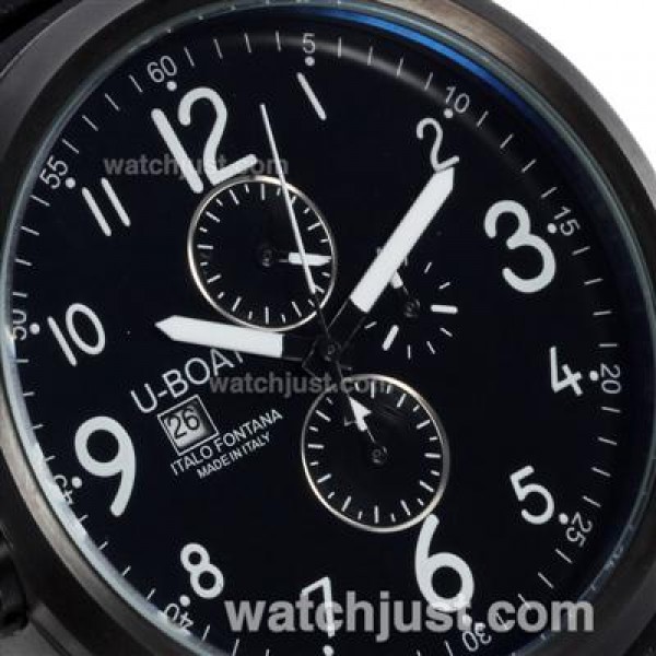 U-Boat Italo Fontana Working Chronograph PVD Case White Markers with Black Dial-Leather Strap
