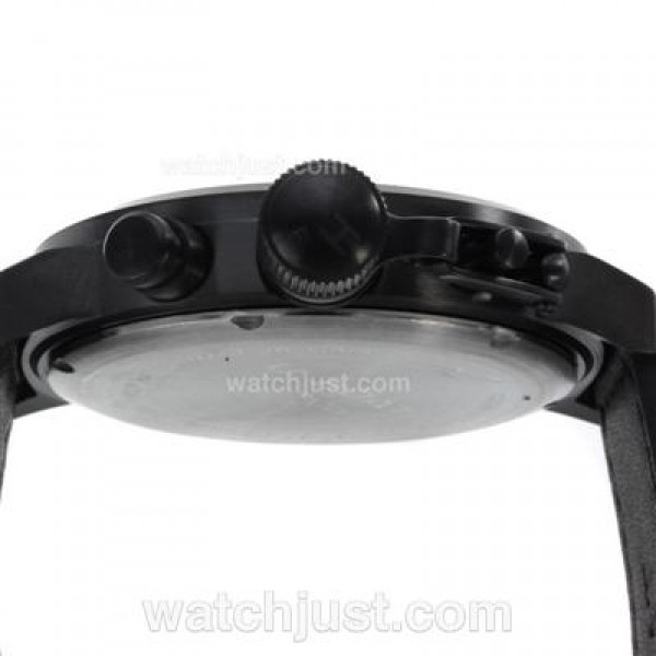 U-Boat Italo Fontana Working Chronograph PVD Case White Markers with Black Dial-Leather Strap
