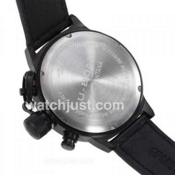 U-Boat Italo Fontana Working Chronograph PVD Case White Markers with Black Dial-Leather Strap