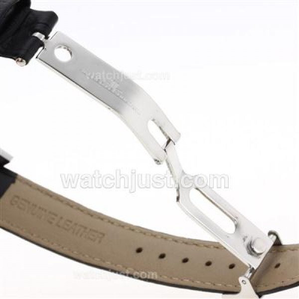 Jaeger-Lecoultre Reverso Diamond Bezel with Black Dial-Leather Strap