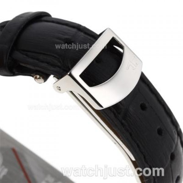Jaeger-Lecoultre Reverso Diamond Bezel with Black Dial-Leather Strap