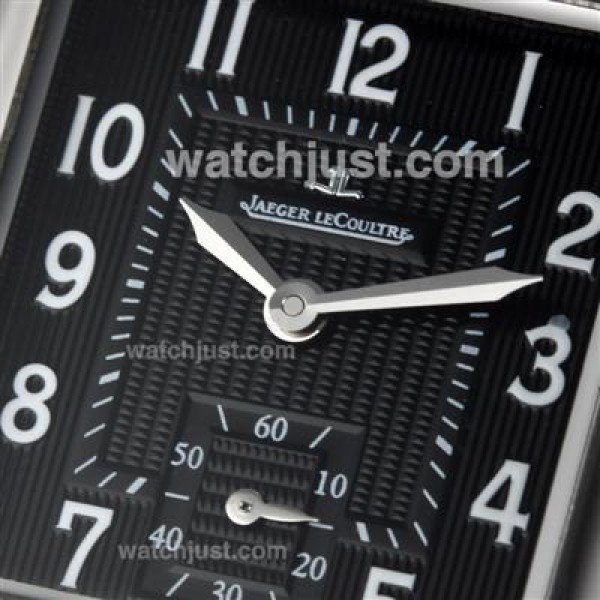 Jaeger-Lecoultre Reverso Diamond Bezel with Black Dial-Leather Strap
