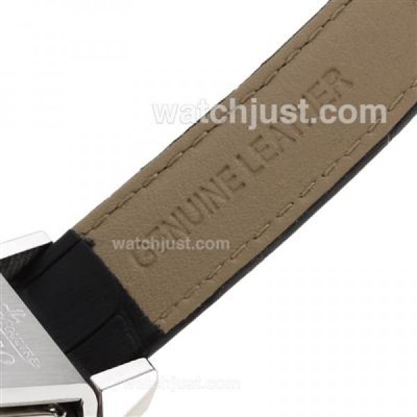 Jaeger-Lecoultre Reverso Diamond Bezel with Black Dial-Leather Strap