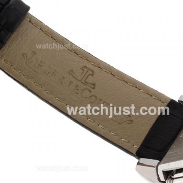 Jaeger-Lecoultre Reverso Diamond Bezel with Black Dial-Leather Strap