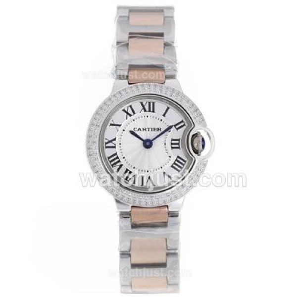 Cartier Ballon bleu de Cartier Two Tone Diamond Bezel with Sapphire Glass-Lady Size