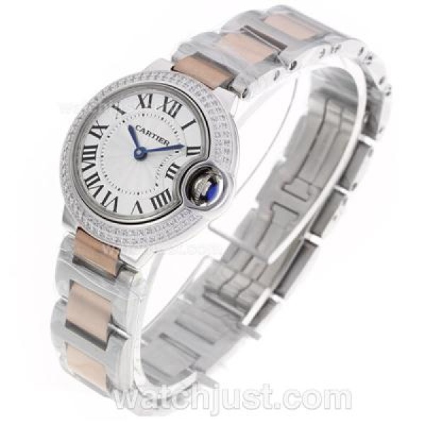 Cartier Ballon bleu de Cartier Two Tone Diamond Bezel with Sapphire Glass-Lady Size