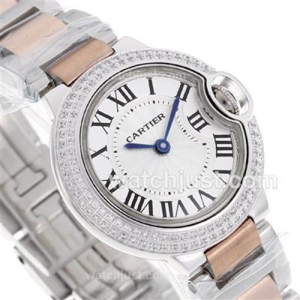 Cartier Ballon bleu de Cartier Two Tone Diamond Bezel with Sapphire Glass-Lady Size