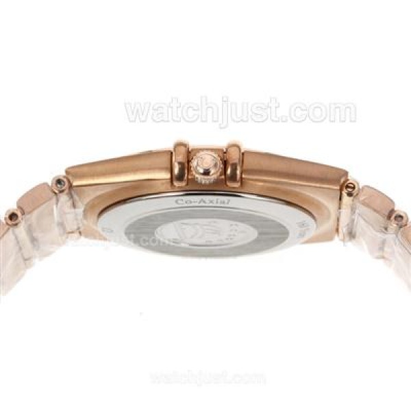 Omega Constellation Swiss ETA Movement Full Rose Gold Diamond Bezel and Markers with MOP Dial
