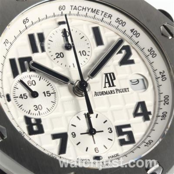 Audemars Piguet Royal Oak Offshore Chrono Swiss Valjoux 7750 Movement with White Checkered Dial-Brown Leather Strap